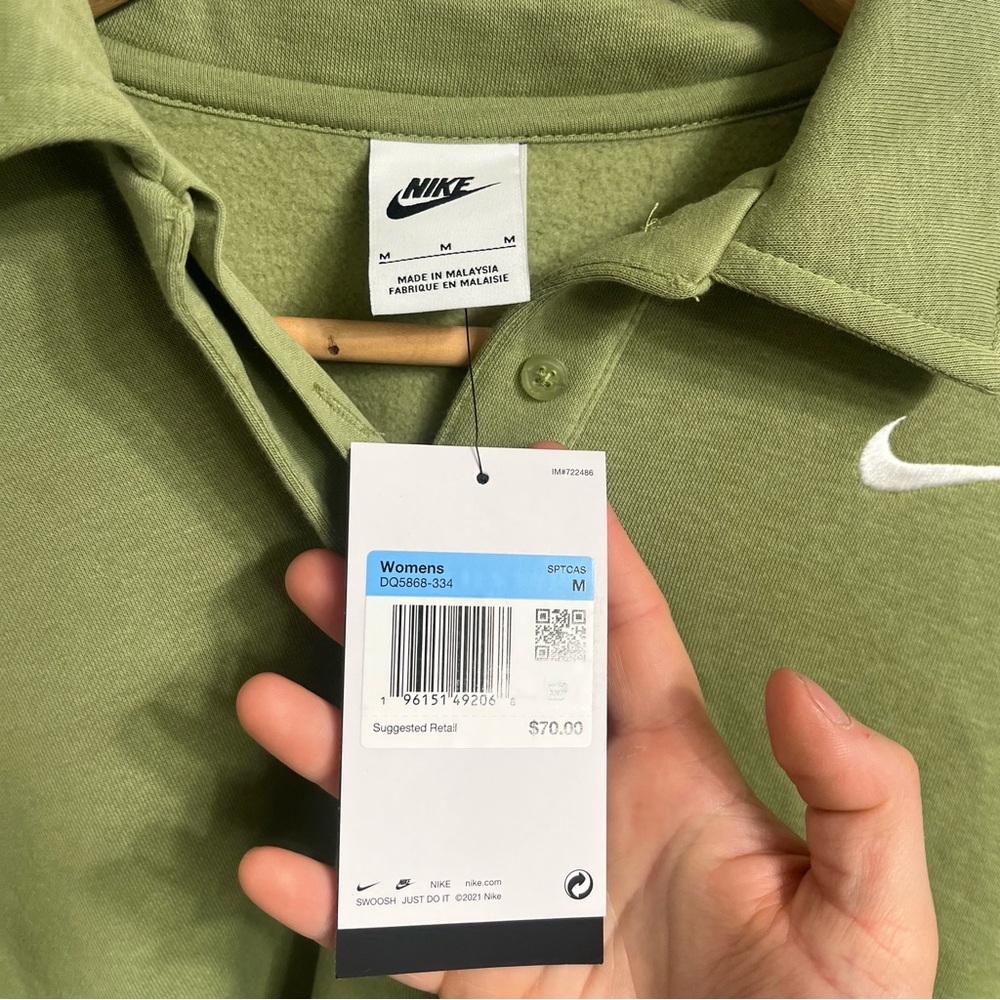 NWT Nike Sportswear Phoenix Fleece 3/4-Sleeve Crop Polo Sweatshirt - Picture 9 of 9